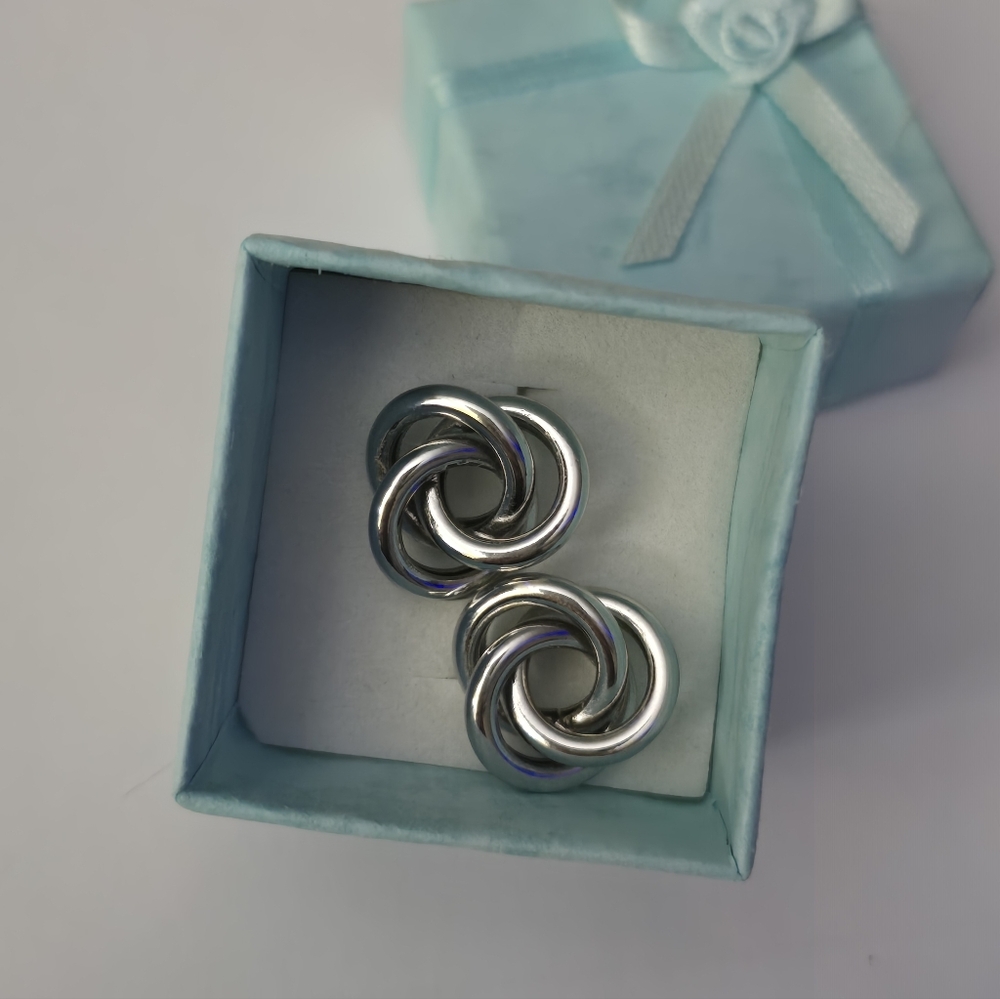 Vintage Knot Silver Tone Studs